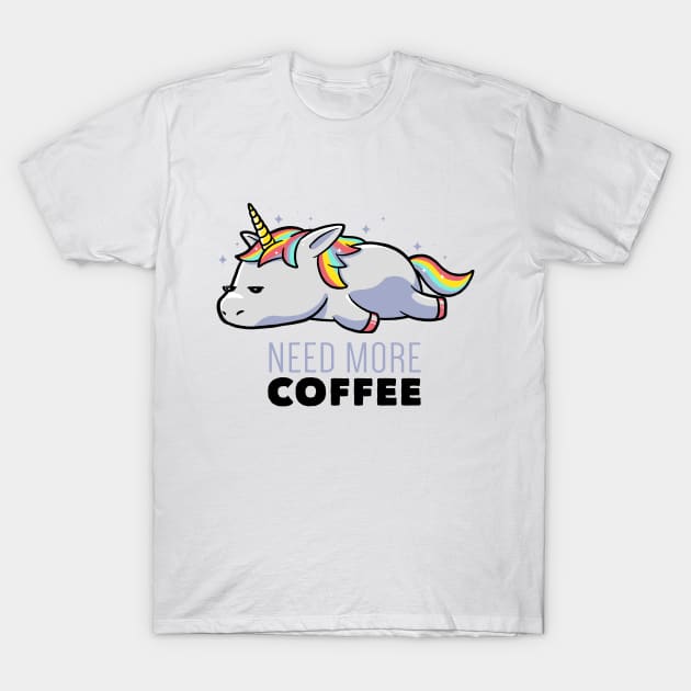 Need More Coffee Lazy Unicorn Gift T-Shirt by eduely